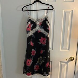 French Connection Black and Pink Floral Mini Dress